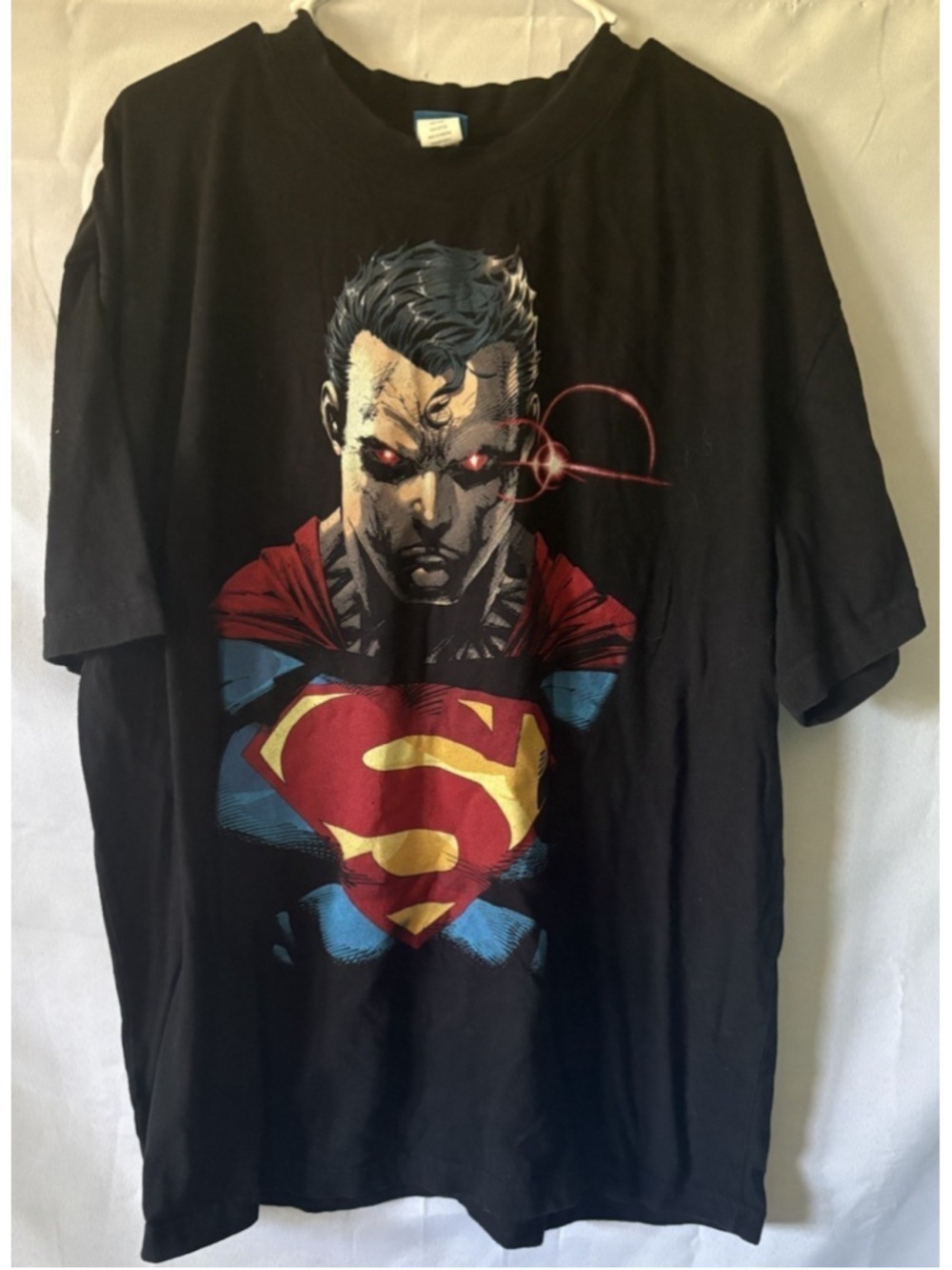 VTG 2011 Superman T Shirt XL Big Men’s Black Heat Vision Red Eyes Jim Lee DC